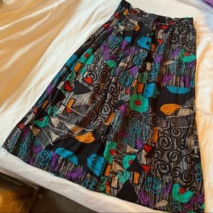 Vintage Printed Midi Skirt